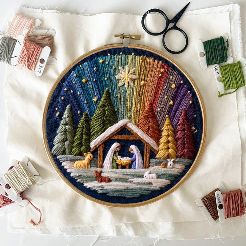 Rubbyoo Embroidery Kit - Nativity With Aurora | Stunning Christmas Gift | Precious Handmade Collection