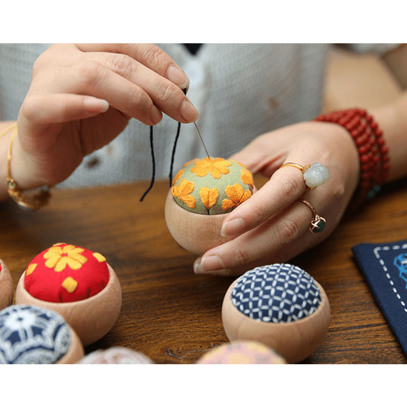 Wooden Embroidery Pin Cushion Pin Keeper