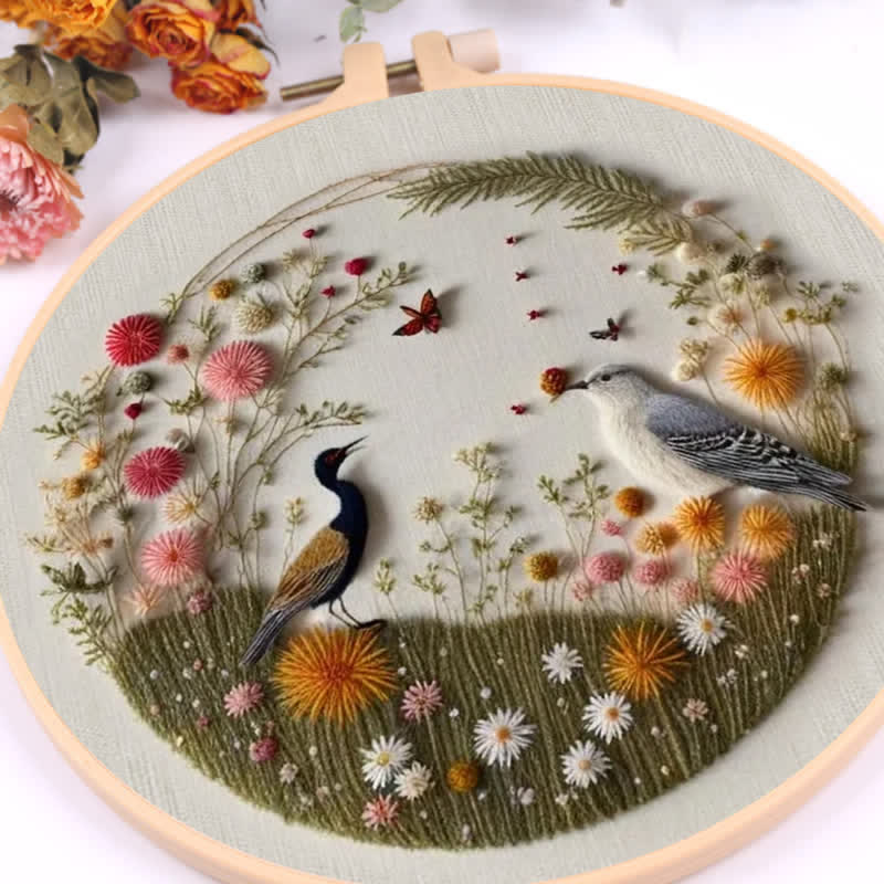 Rubbyoo Embroidery Kit - Peacock And Bird Art Deco Handmade