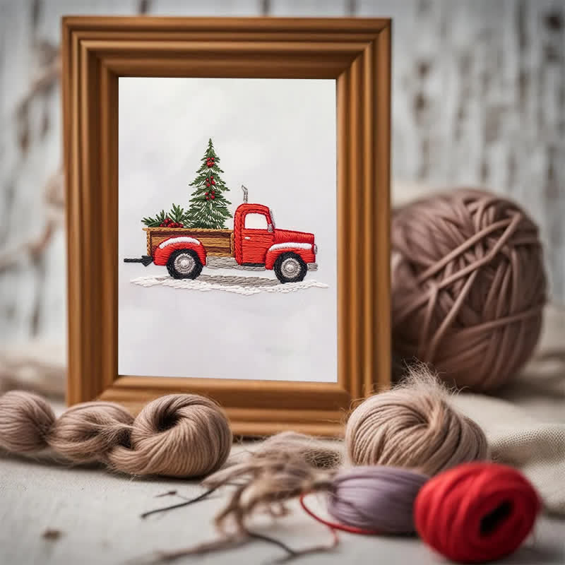 Rubbyoo Embroidery Kit - Red Truck Christmas