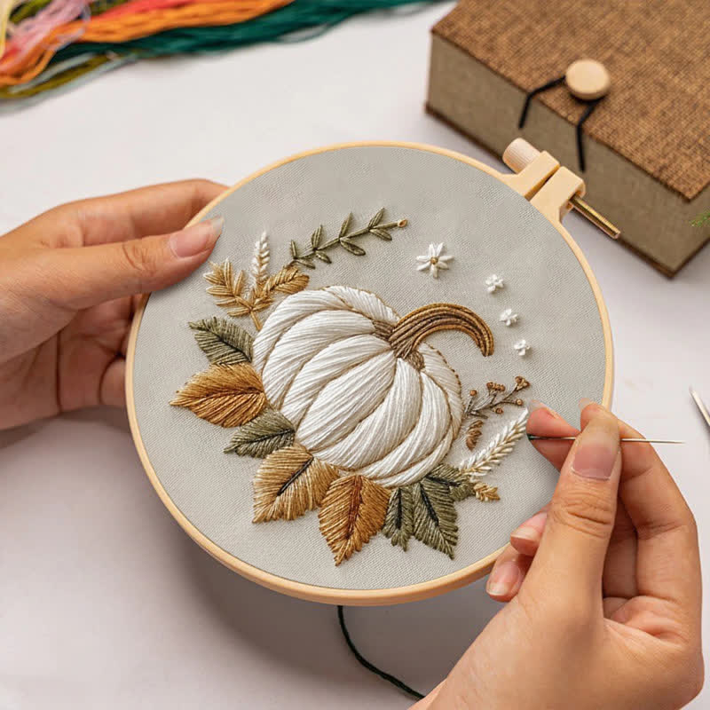 Rubbyoo Embroidery Kit - White Pumpkin