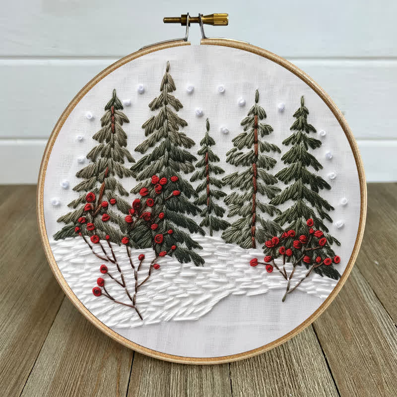 Rubbyoo Embroidery Kit - Winter Forest Snow Scene