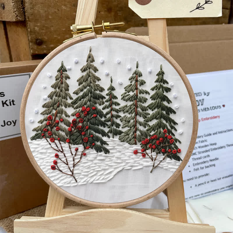 Rubbyoo Embroidery Kit - Winter Forest Snow Scene