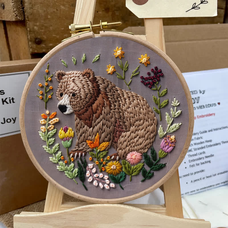 Rubbyoo Embroidery Kit - Woodland Bear