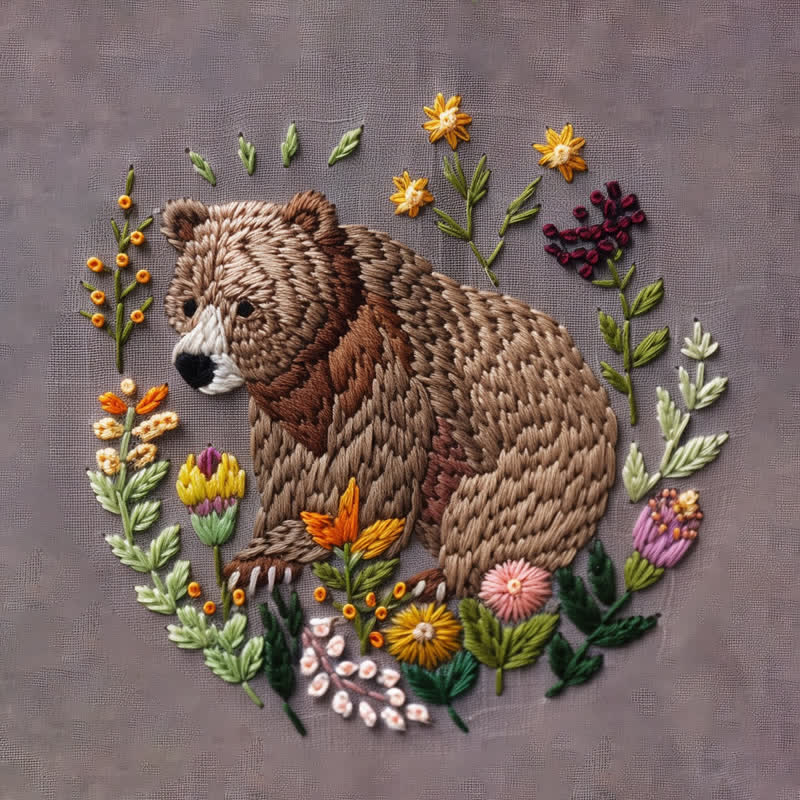Rubbyoo Embroidery Kit - Woodland Bear
