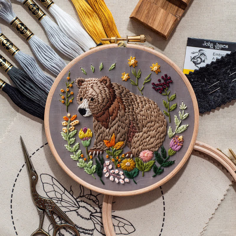 Rubbyoo Embroidery Kit - Woodland Bear
