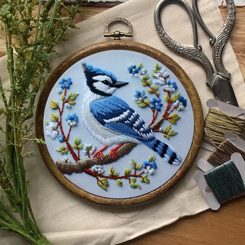 Rubbyoo Embroidery Kit - Winter Bluejay