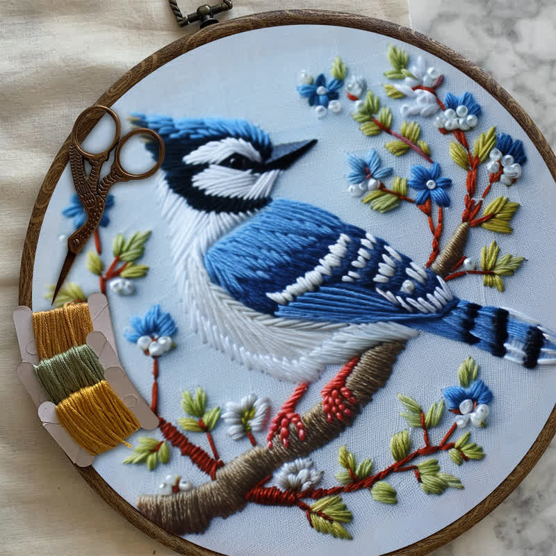 Rubbyoo Embroidery Kit - Winter Bluejay