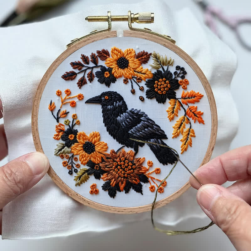 Rubbyoo Embroidery Kit - Raven