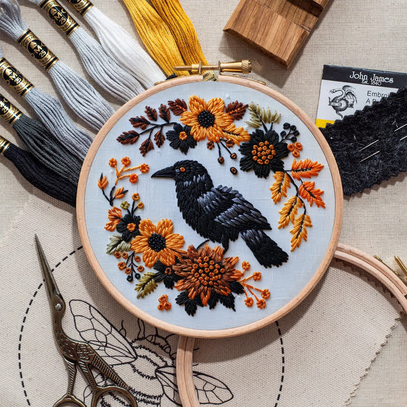 Rubbyoo Embroidery Kit - Raven