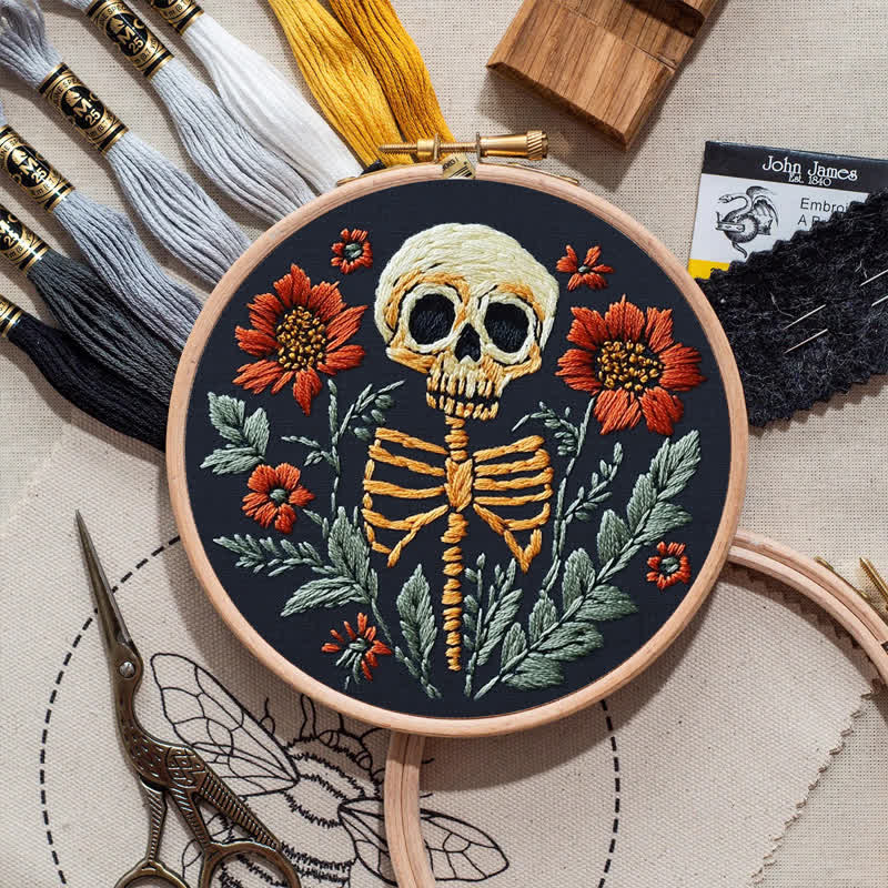 Rubbyoo Embroidery Kit - Skull