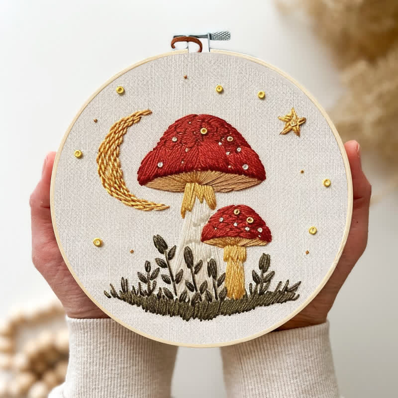 Rubbyoo Embroidery Kit - Woodland Mushroom