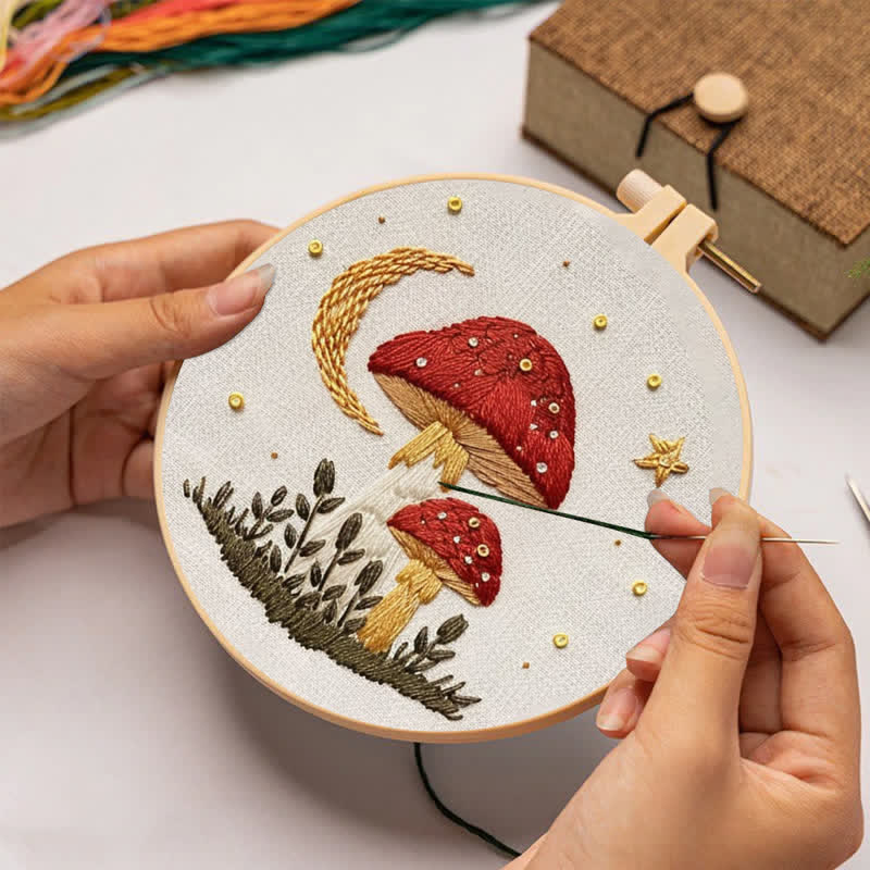 Rubbyoo Embroidery Kit - Woodland Mushroom