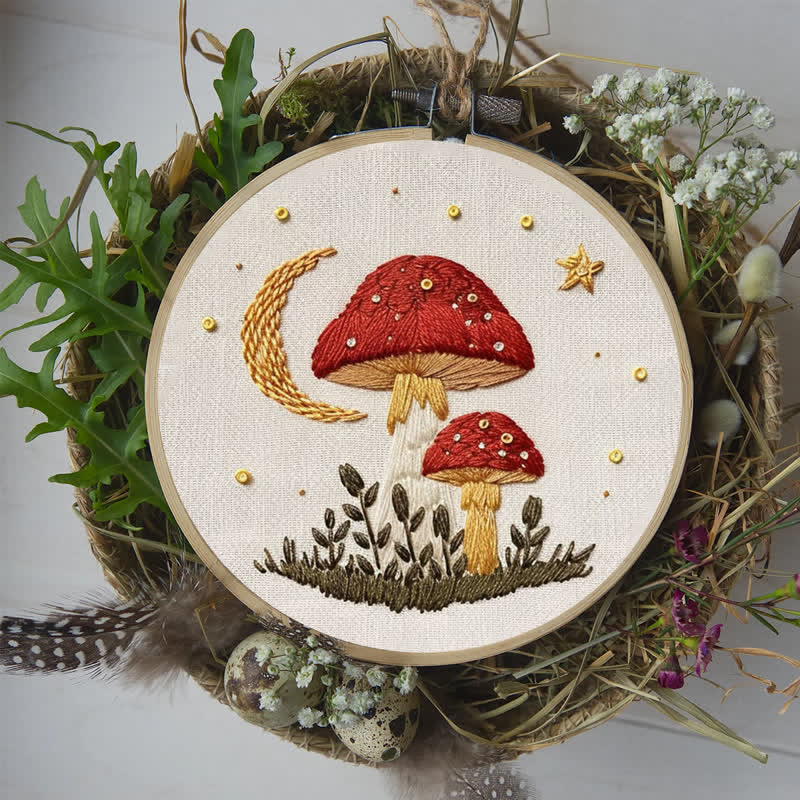 Rubbyoo Embroidery Kit - Woodland Mushroom