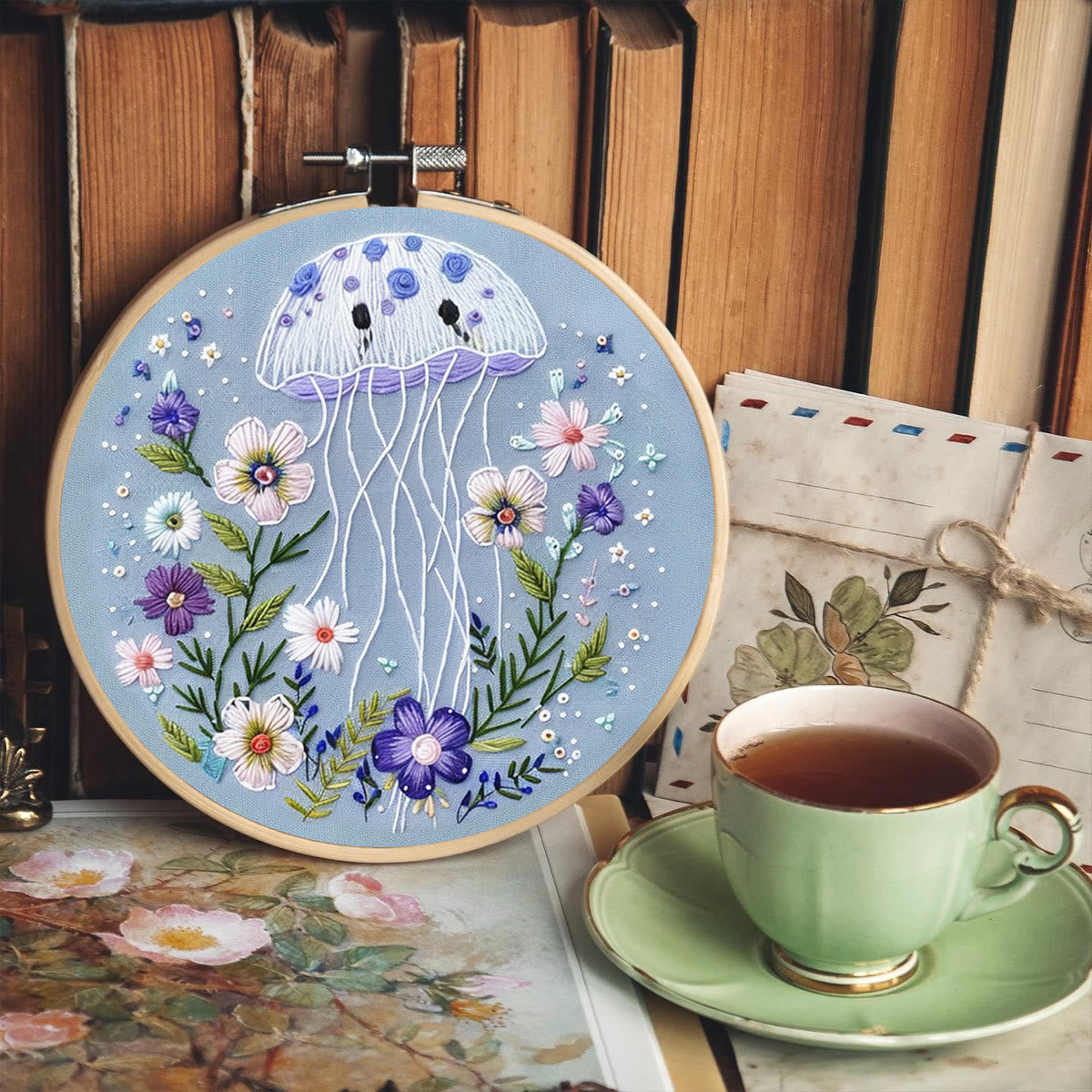 Rubbyoo Embroidery Kit -Blue Jellyfish