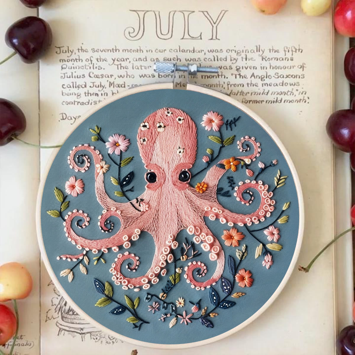 Rubbyoo Embroidery Kit -Pink Octopus