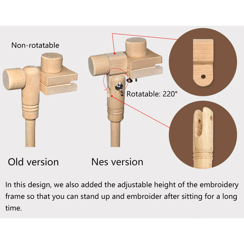 Round Embroidery Frame Holder - Quality Wooden 360 Degree Adjustable Rotatable Seat Stand