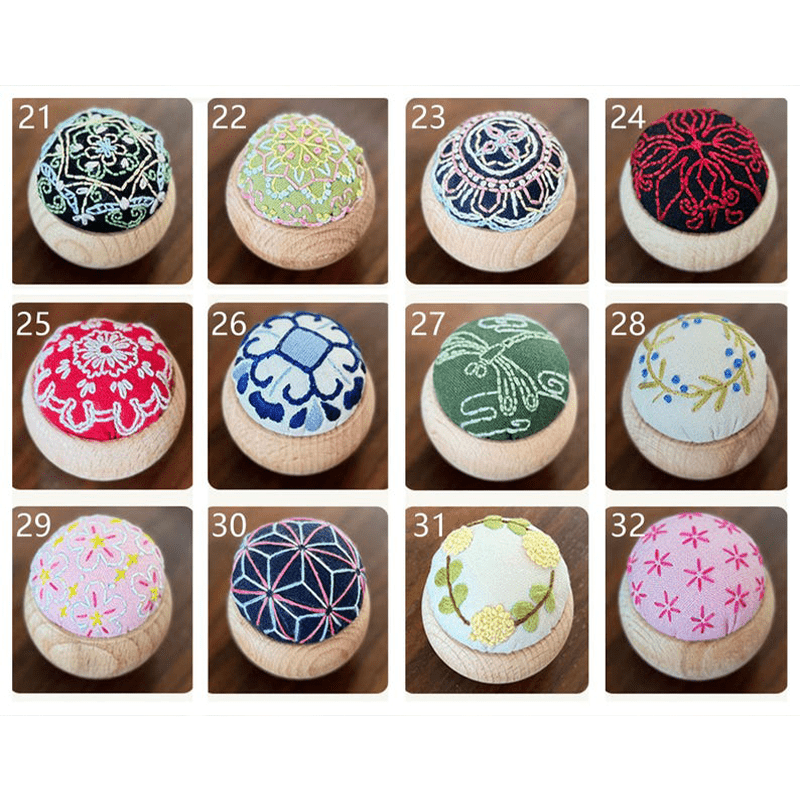Wooden Embroidery Pin Cushion Pin Keeper