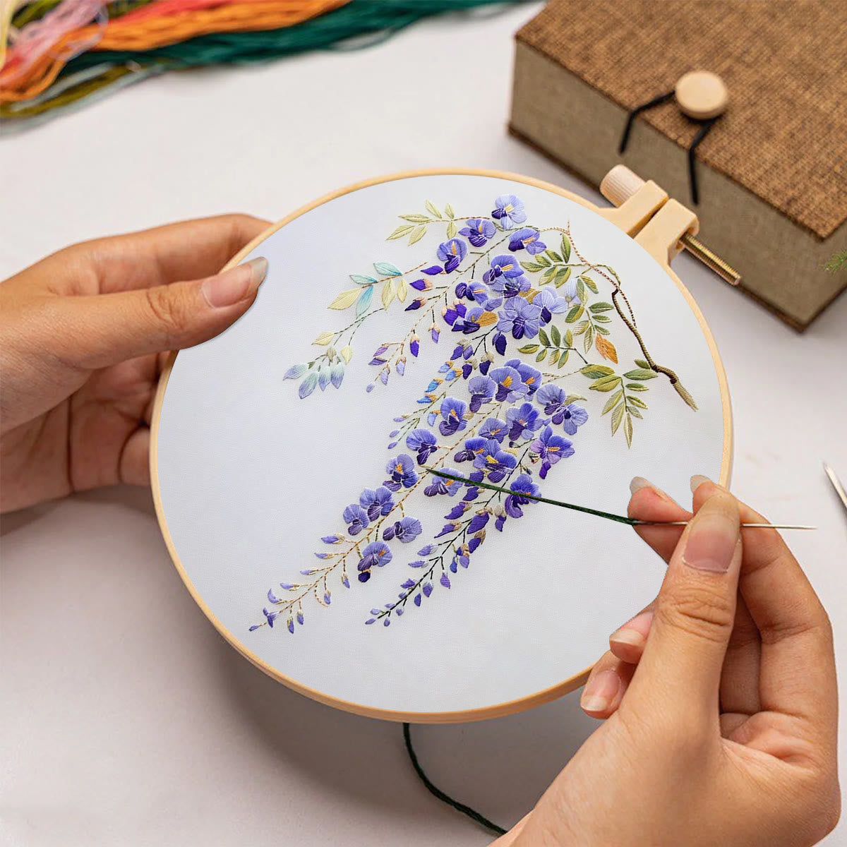 Rubbyoo Embroidery Kit- Wisteria Flower