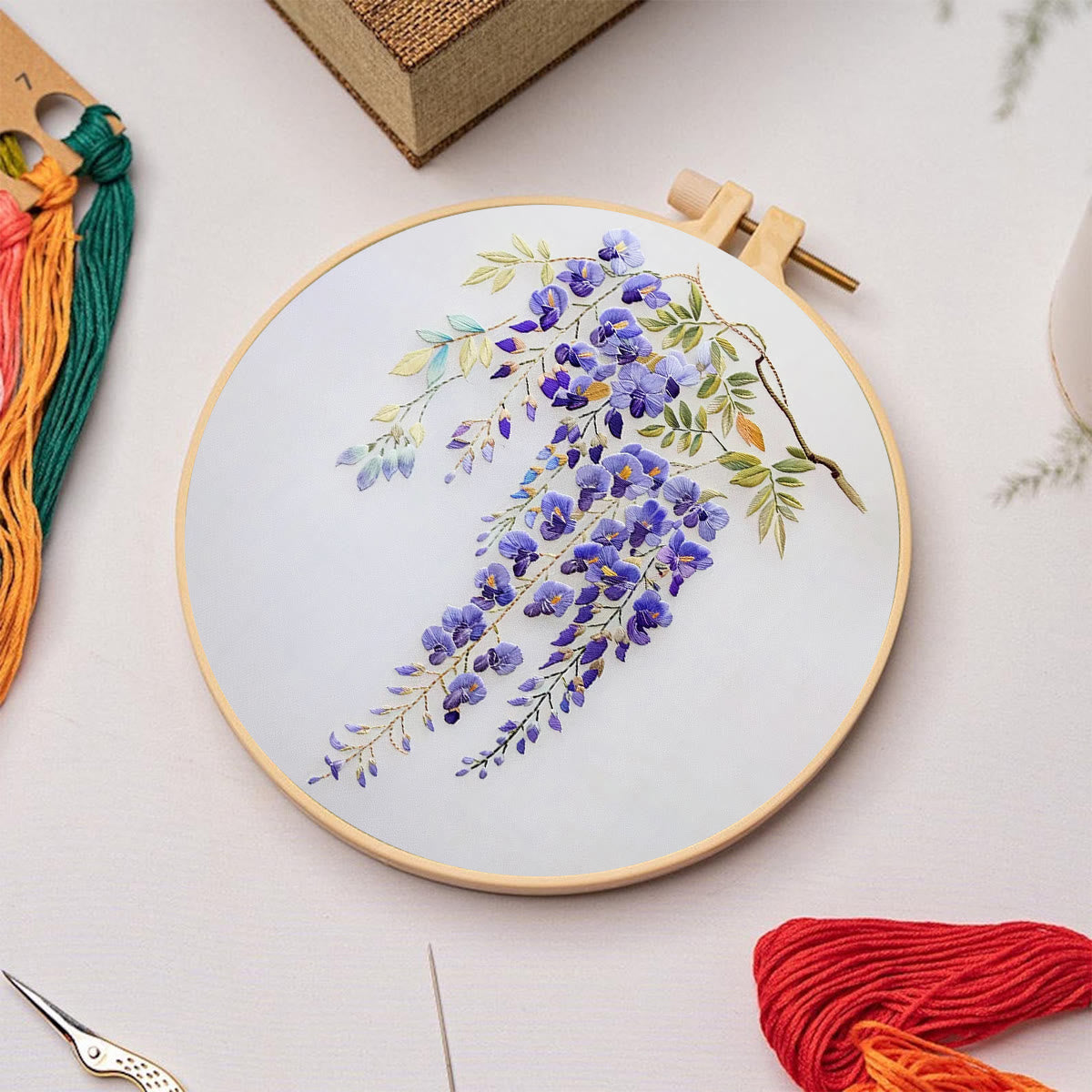 Rubbyoo Embroidery Kit- Wisteria Flower
