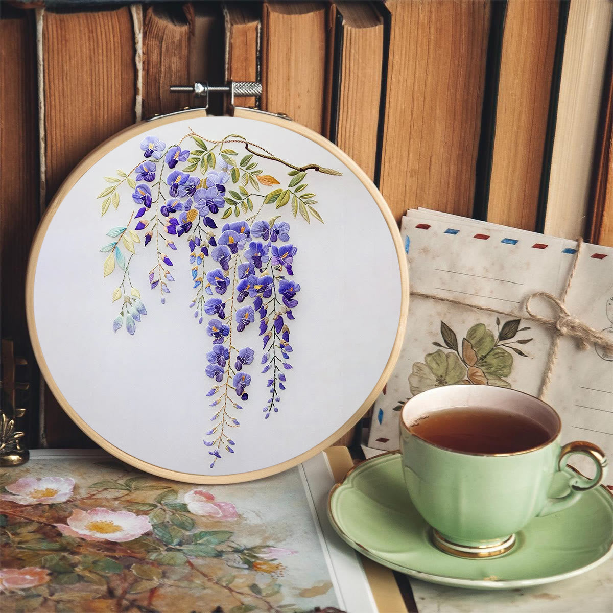 Rubbyoo Embroidery Kit- Wisteria Flower