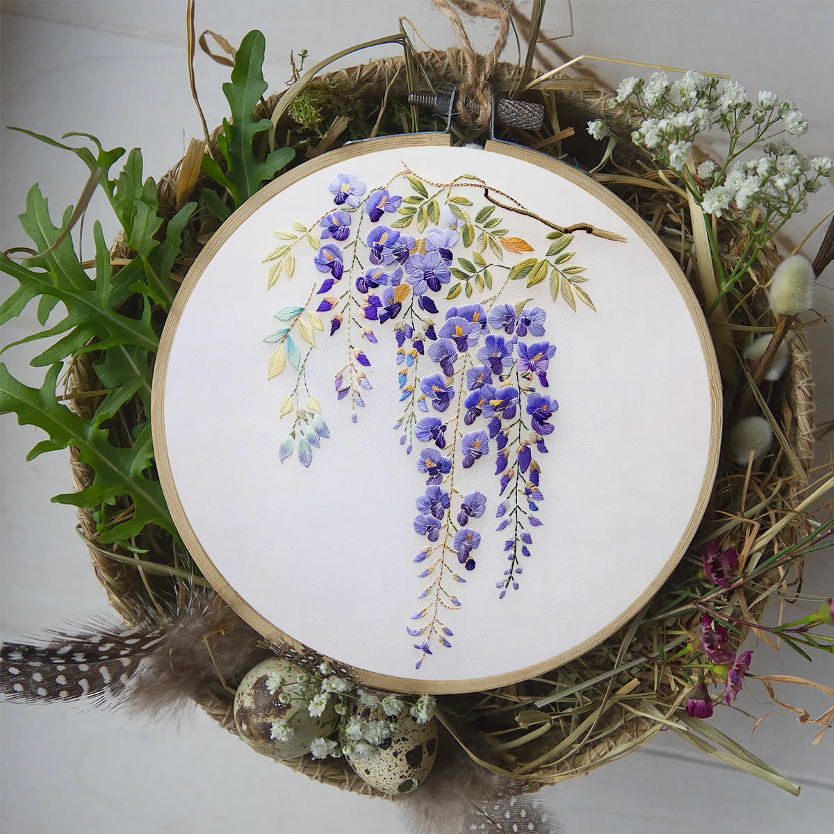 Rubbyoo Embroidery Kit- Wisteria Flower