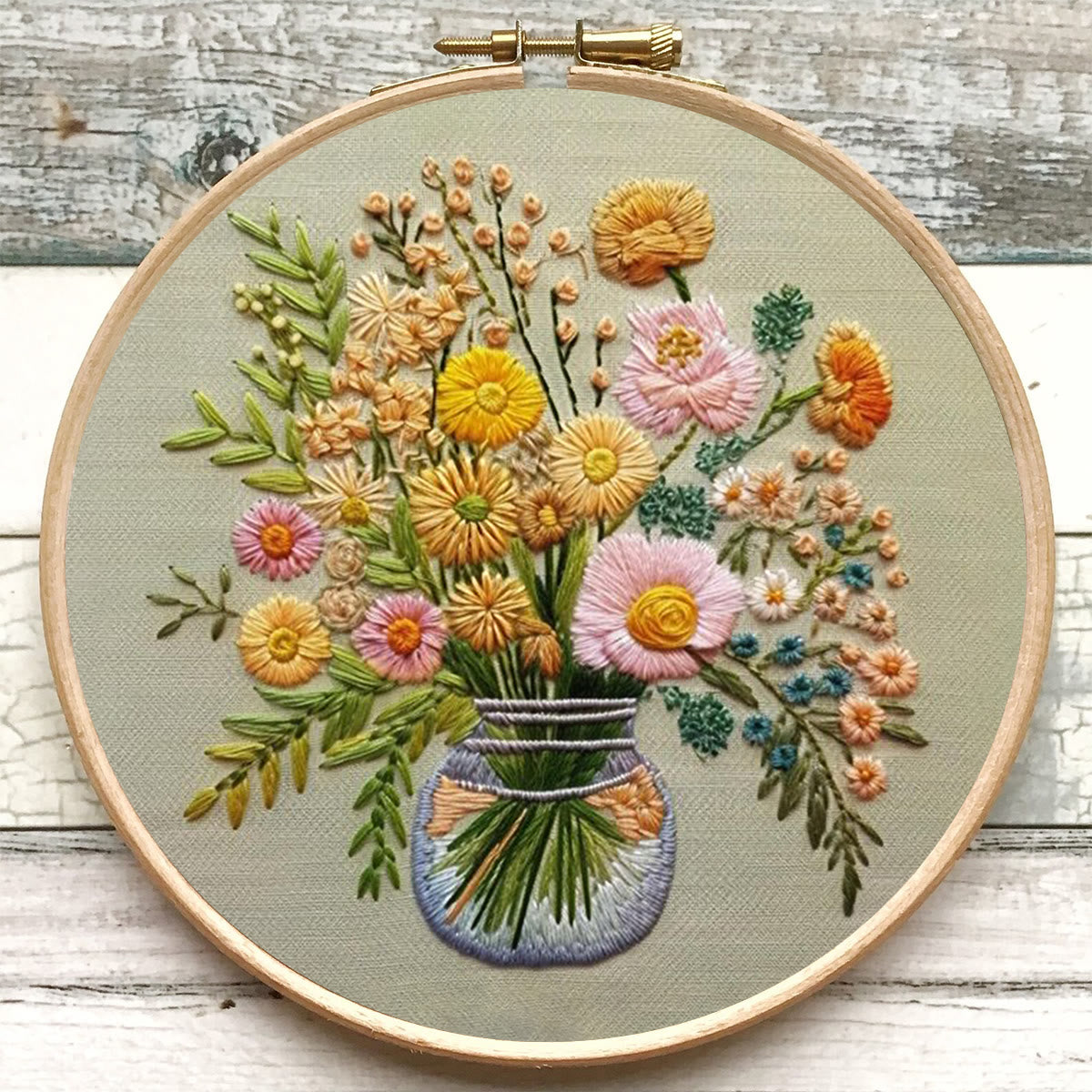 Rubbyoo Embroidery Kit-A Vase Of Flowers