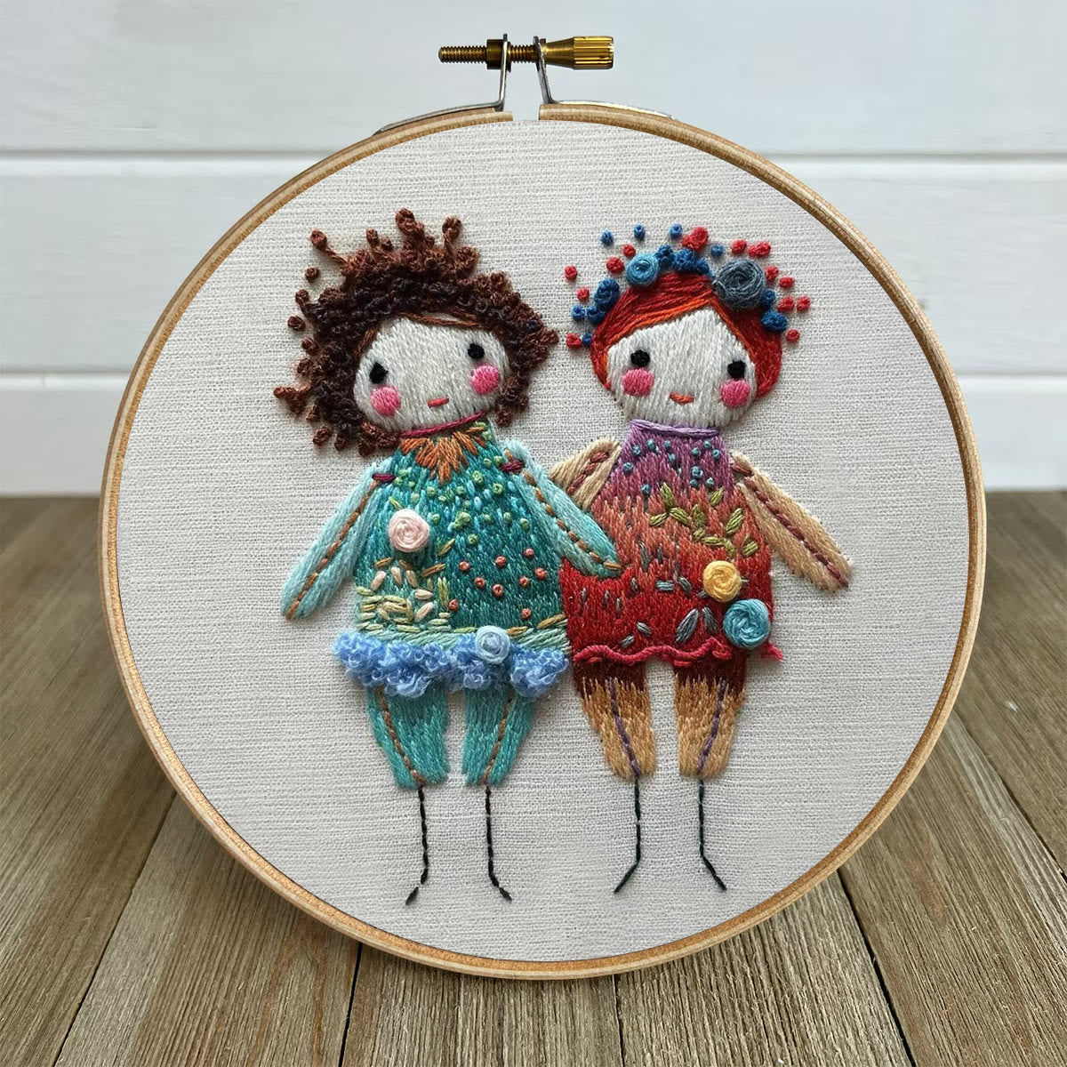 Rubbyoo Embroidery Kit- Two Cute Doll Girls