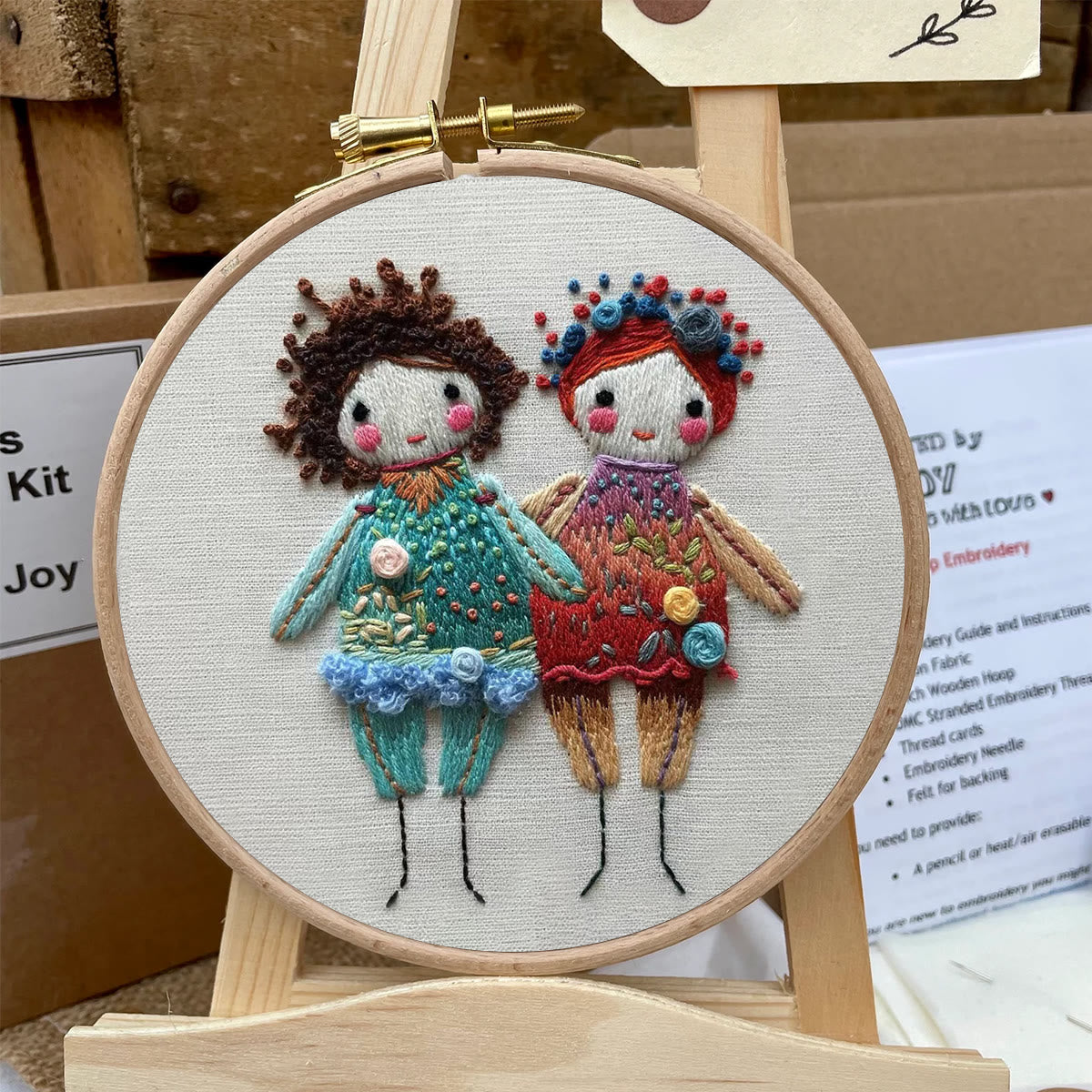 Rubbyoo Embroidery Kit- Two Cute Doll Girls