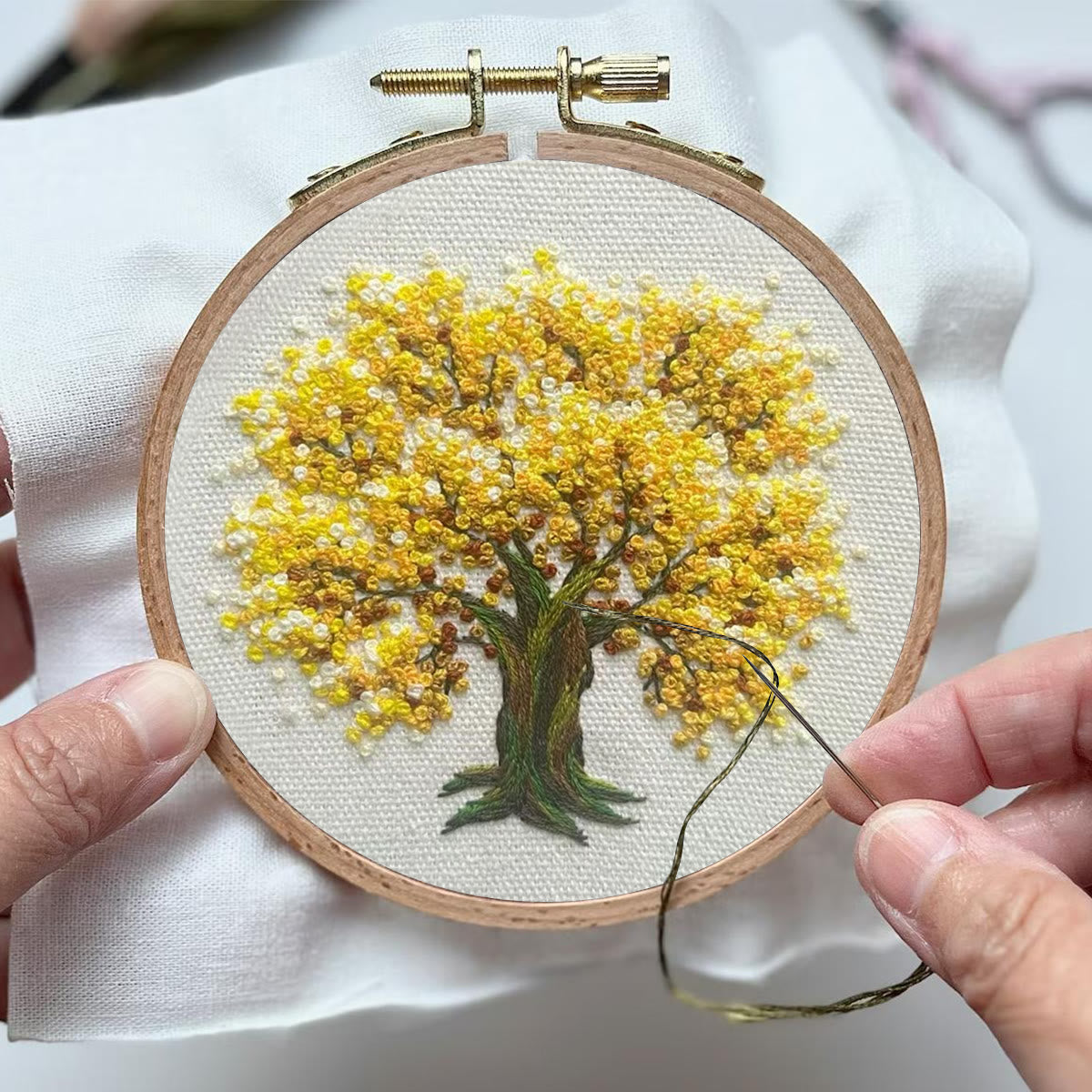 Rubbyoo Embroidery Kit- Yellow Blooming Tree