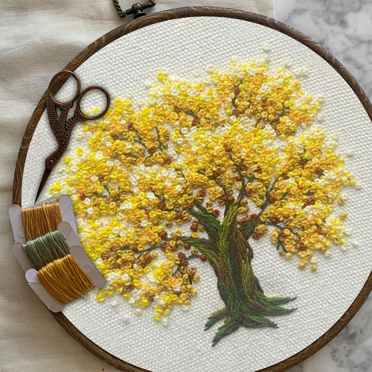 Rubbyoo Embroidery Kit- Yellow Blooming Tree
