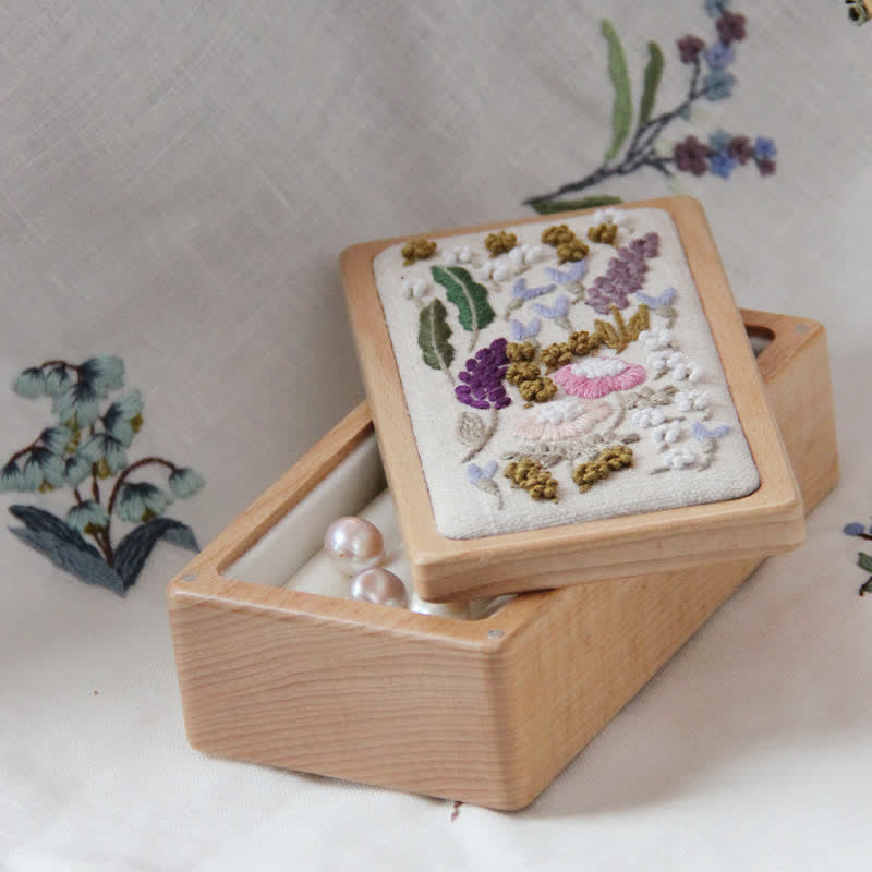 Wooden Jewelry Box - Flower Embroidery Kit For Beginners| DIY Needle Art Kit