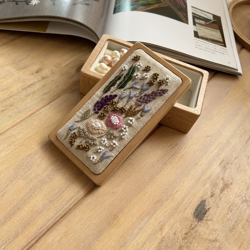 Wooden Jewelry Box - Flower Embroidery Kit For Beginners| DIY Needle Art Kit
