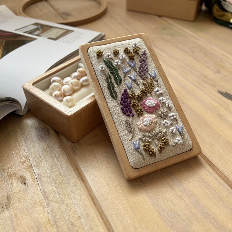 Wooden Jewelry Box - Flower Embroidery Kit For Beginners| DIY Needle Art Kit