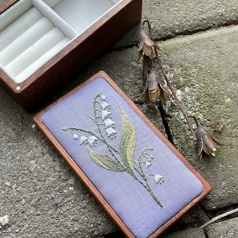 Wooden Jewelry Box - Lily of the Valley Embroidery Kit For Beginners| DIY Needle Art Kit