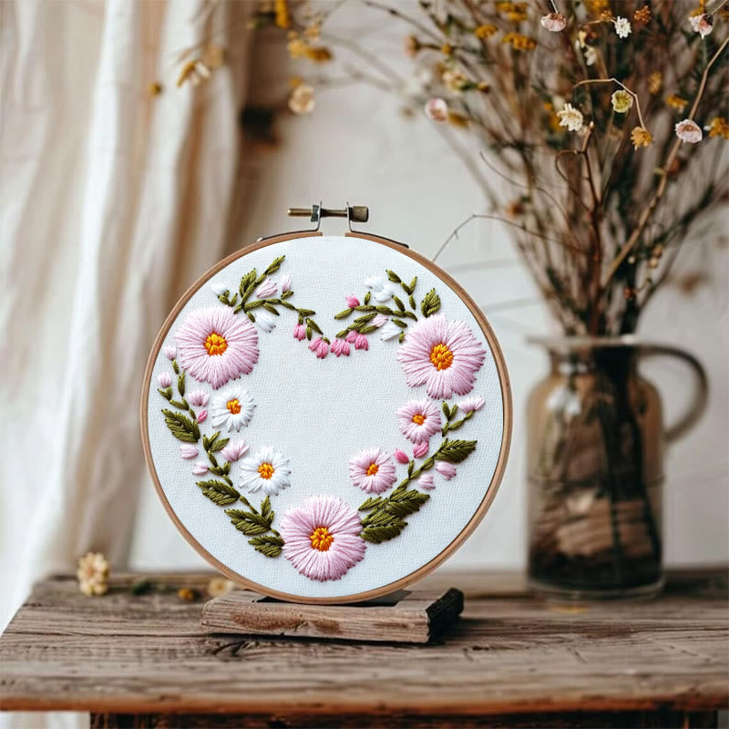 Rubbyoo Embroidery Kit - Floral Embrace | Easy Embroidery Kit for Beginners