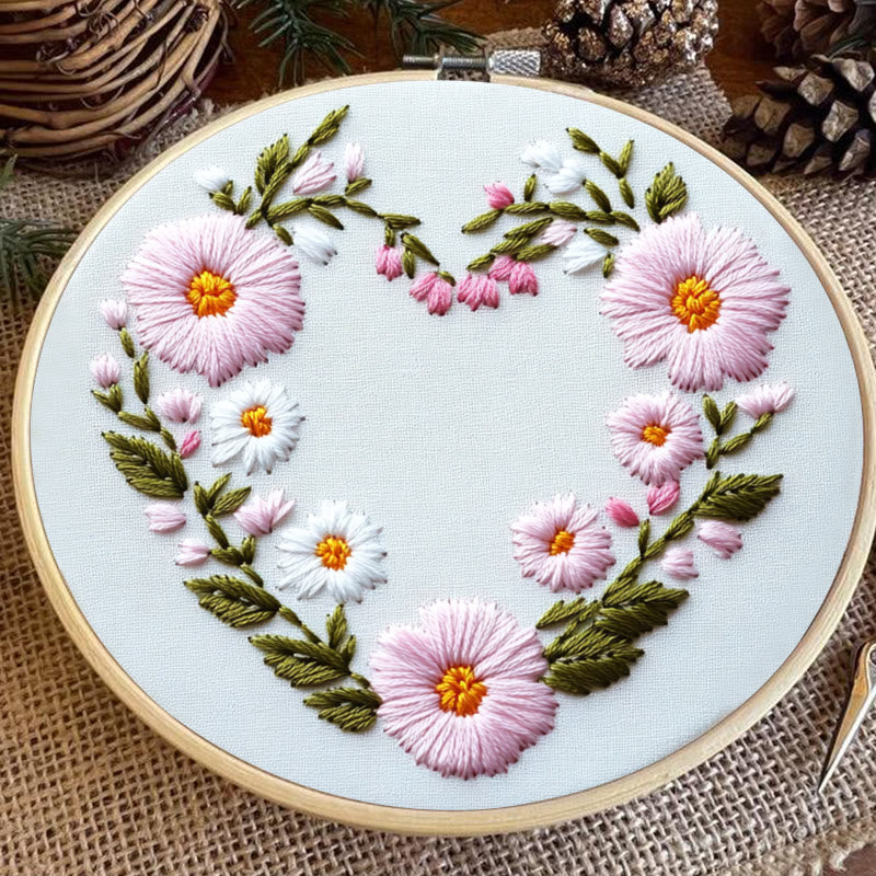 Rubbyoo Embroidery Kit - Floral Embrace | Easy Embroidery Kit for Beginners
