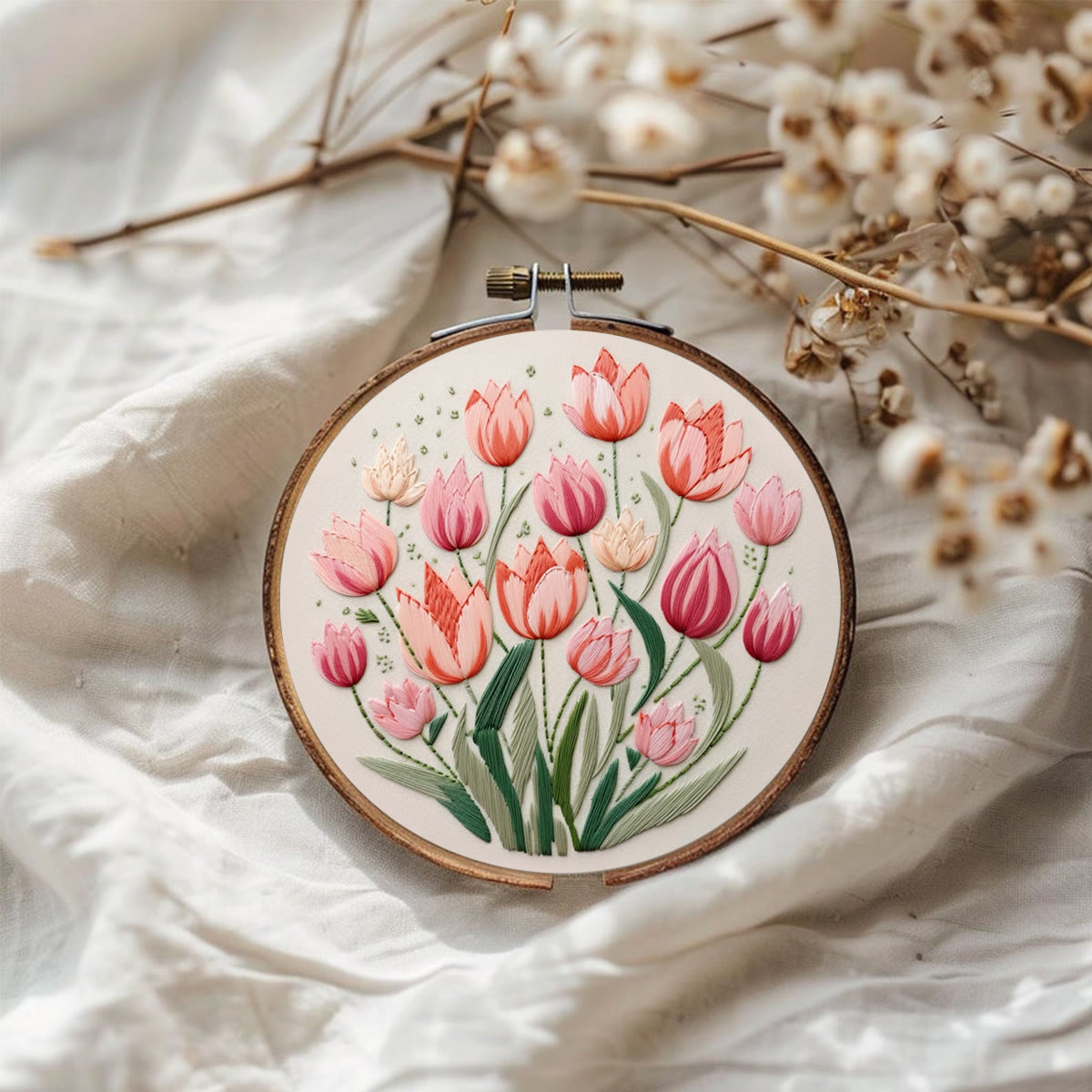 Rubbyoo Embroidery Kit - Tulips Garden Art | Diy Stitch Crafts