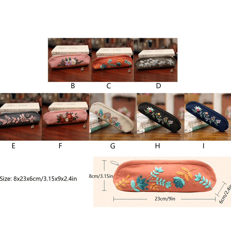 Beginner Hand Embroidery Pencil Case with Embroidery Flower Kit| Sew Stationery Organizer