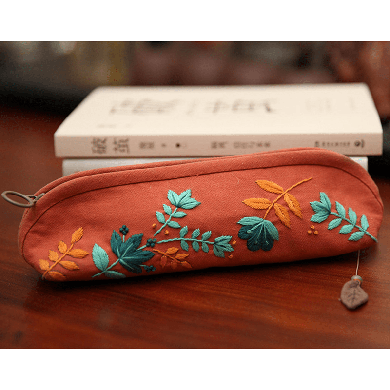 Beginner Hand Embroidery Pencil Case with Embroidery Flower Kit| Sew Stationery Organizer