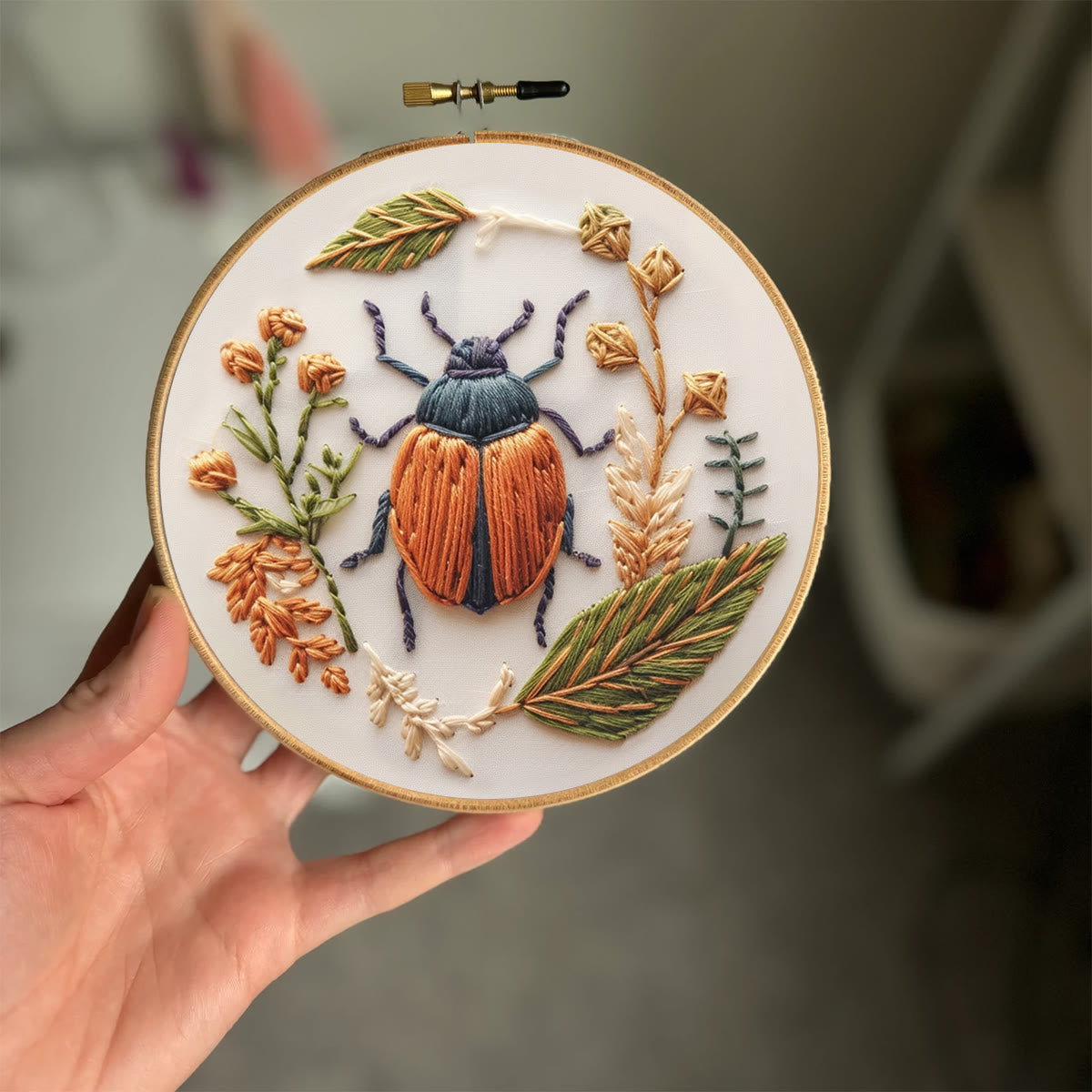 Rubbyoo Embroidery Kit - Floral Insect | Needlework Craft Kit