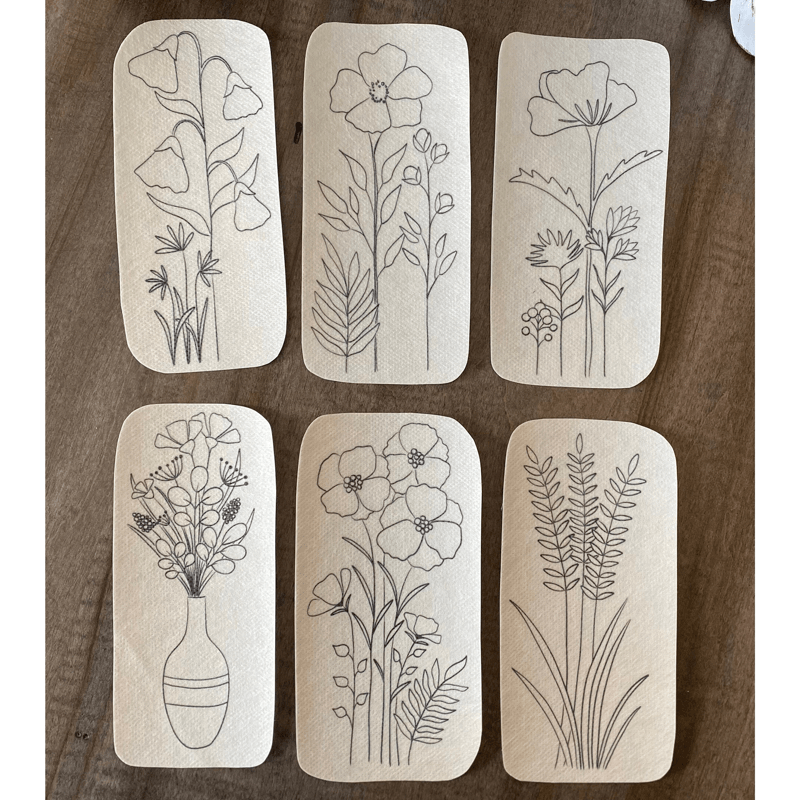 Tall Skinny Flowers Stick And Stitch Embroidery Patterns | Embroidery For Clothes