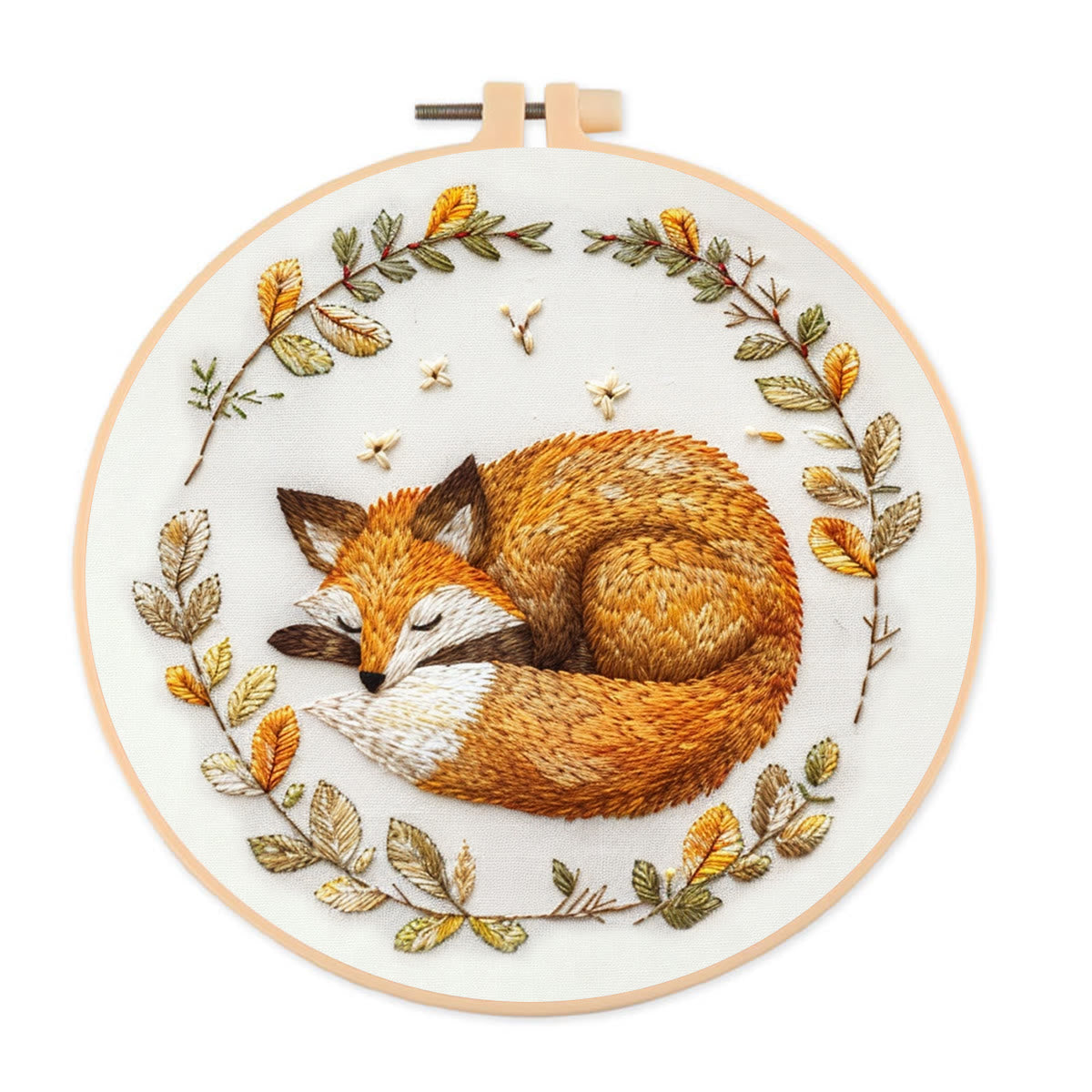 Rubbyoo Embroidery Kit - Woodland Sleeping Fox | Handmake Needle Crafts