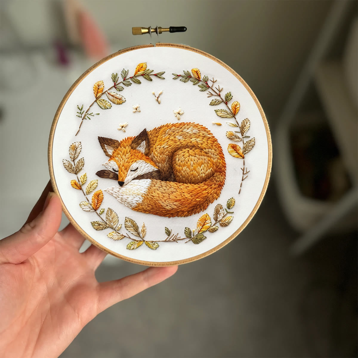Rubbyoo Embroidery Kit - Woodland Sleeping Fox | Handmake Needle Crafts