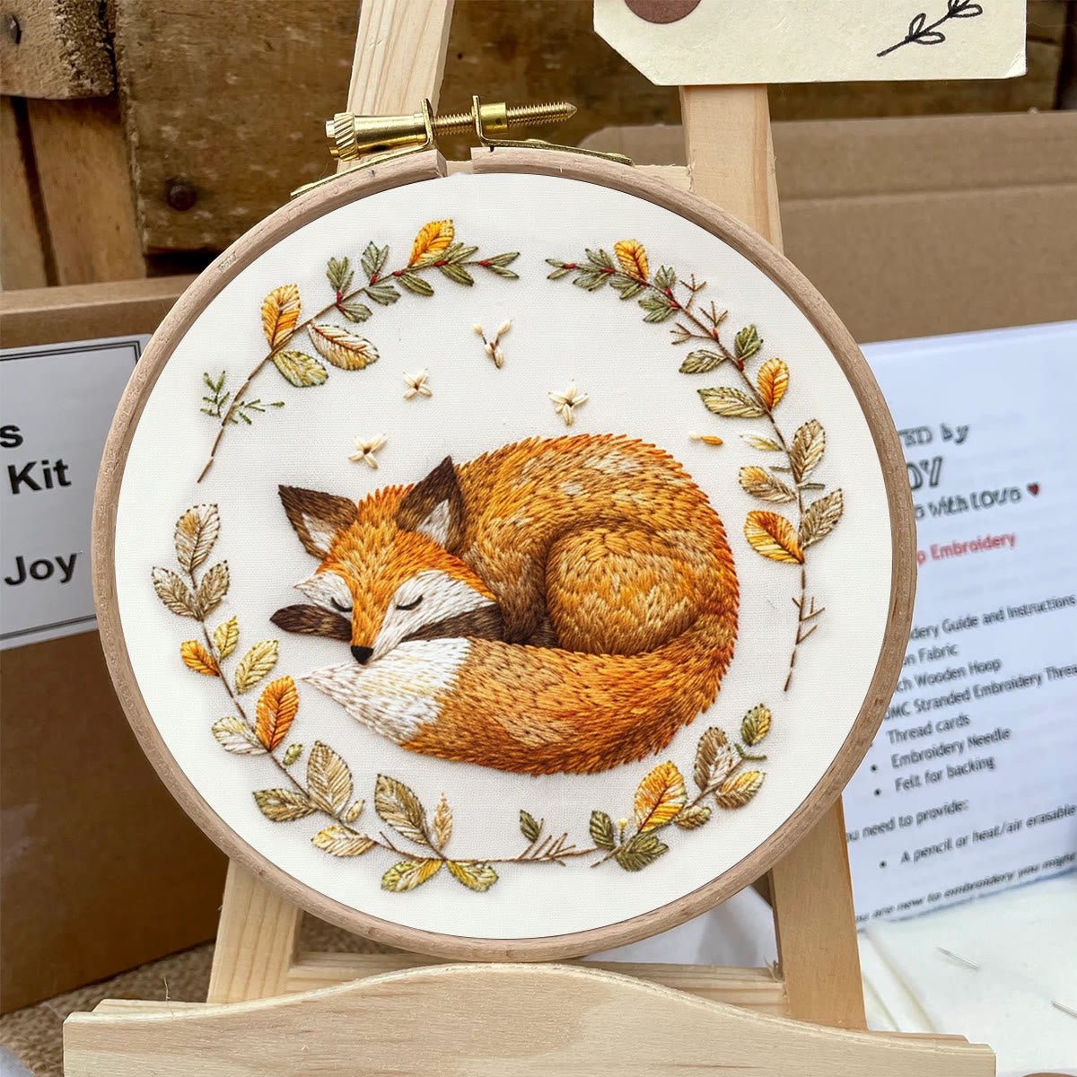 Rubbyoo Embroidery Kit - Woodland Sleeping Fox | Handmake Needle Crafts