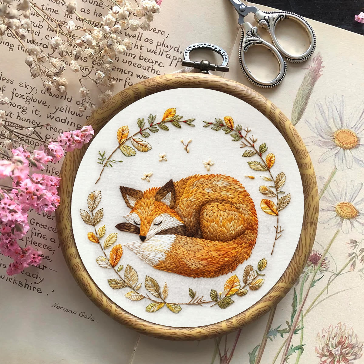 Rubbyoo Embroidery Kit - Woodland Sleeping Fox | Handmake Needle Crafts