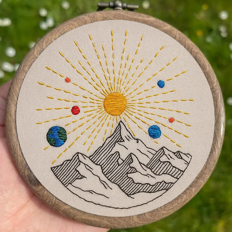 Rubbyoo Embroidery Kit - Shining Mountain | Diy Landscape Artwork | Starter Handicraft