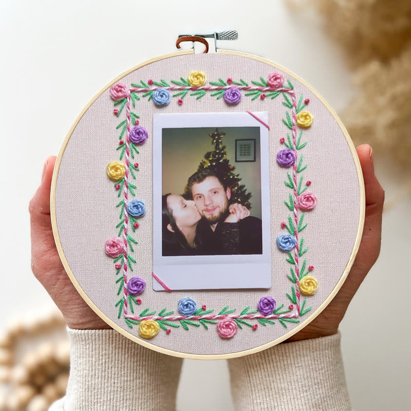 Rubbyoo Embroidery Photo Frame Kit - Colourful Flowers | Easy Needle Craft | Nice Gifts For Lovers