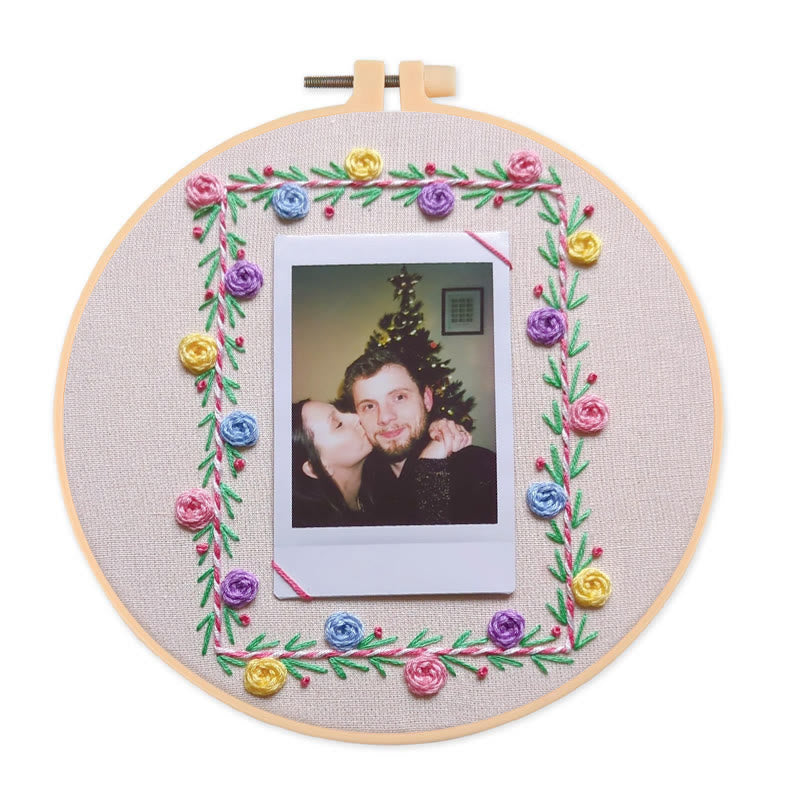 Rubbyoo Embroidery Photo Frame Kit - Colourful Flowers | Easy Needle Craft | Nice Gifts For Lovers