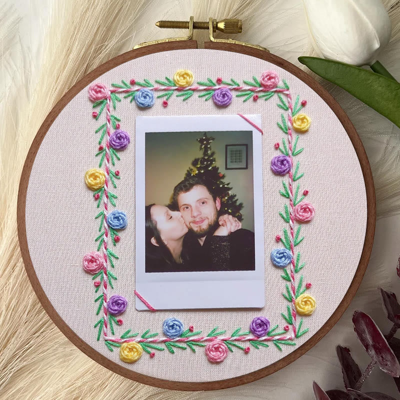Rubbyoo Embroidery Photo Frame Kit - Colourful Flowers | Easy Needle Craft | Nice Gifts For Lovers